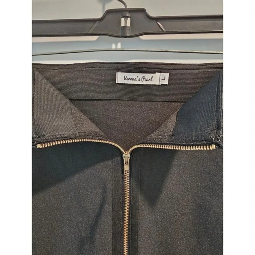 L Black Knee-Length Pencil Skirt‎ Front Slit Career Closet Staple Mobwife Spring
